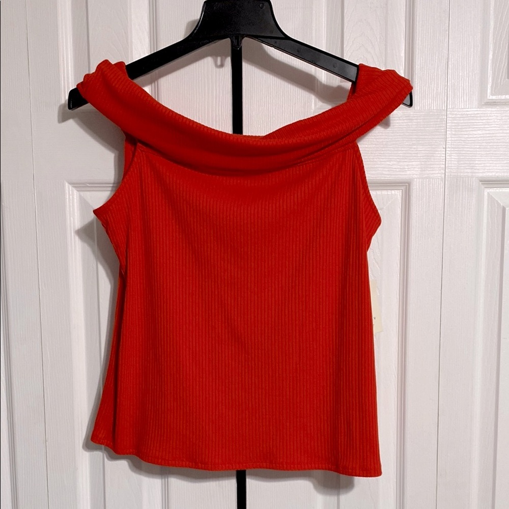 A New Day orange ribbed knit stretch top shirt blouse size XL - Picture 1 of 10